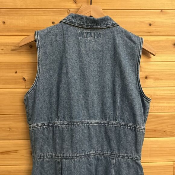 Vintage Casablanca Size Medium Denim Button Front Collared Sleeveless Maxi Dress - Picture 9 of 13